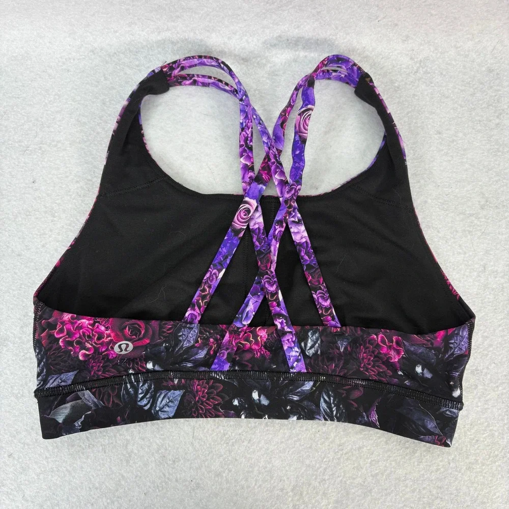 Lululemon Energy Bra Purple Bloom Floral Print Women's Size 6 Active Performance